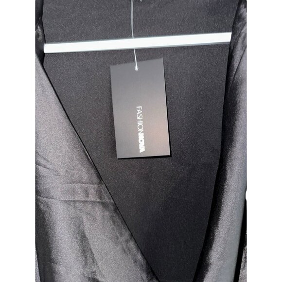 NWT Fashion Nova Touch By Touch Satin Blouse Draped Drop Neckline XL Black - Picture 3 of 8